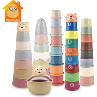 Baby Toys Stacking Cup Cartoon Early Educational Learning Color Number Nesting Sorting Bath Shower Play Water Sand Game For Kids