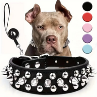 Spiked Dog Collar and Leash Set Rivet Leather Punk Dog Collar Adjustable Dog Collar for Outdoor Walking Anti Bite Accessories