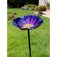 Bird Baths Reflective Petals Design Bee Water Station Pole 65cm HeightPedestal Bird Baths for Window Deck Patio Backyard Yard