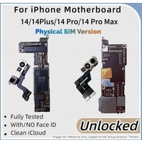 Unlocked For iPhone 14 Pro Max Motherboard With/NO Face ID For 14 Plus Mainboard Physics SIM Version Clean ICloud Logic Board