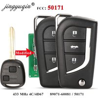 Jingyuqin Geändert Flip 2 /3 Tasten Remote Key Fob 433MHz 4D67 Chip für Toyota Prado 120 RAV4 Kluger FCC ID: 50171
