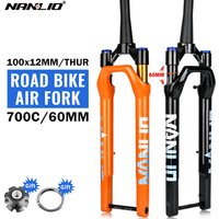 AliExpress NONE Nanlio 700C Suspension Fork 45mm Offset 60mm Travel Gravel Bicycle Fork Tapered 100*12mm Thru Axle Disc Road Bike Fork Cycling