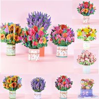 3D Pop UP Flower Bouquet Cards Birthday Greeting Card Handmade Butterfly Thank You Postcard for Wife Mom Girlfriend Teacher Gift