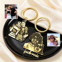 Custom Stainless Steel Personalized Portrait Photo Text Anti Rust Anti Fading Couple Keychain Suitable Daily Matching Best Gifts