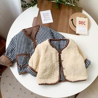 AYNIGIELL 2023 1–6 Jahre alt Herbst/Winter Kinderjacke doppelseitig tragen karierte Plüschjacke Kinderjacke