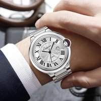 High-End Luxury Series Men's Watch, Round Dial, Stainless Steel Strap, with Calendar Display, Fashionable Accessory, Suitable for Various Occasions