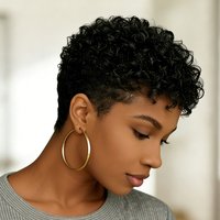 Pixie Cut Wigs Human Hair Short Curly For Women Natural Black Wine red brown Full Machine Made Wig