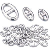 10pcs Stainless Steel Pig Nose Charms Pendants Metal Oval Double Hole Charms Connectors For Jewelry Making DIY Bracelet Necklace