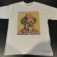 butthole surfers rock band short sleeve classic white shirt reprint VN2455 vintage Washed fashion Slightly Versatile