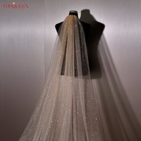 TOPQUEEN V101 Champagne Sparkling Wedding Veil Blingbling Bridal Veil Cathedral Tulle Wedding Accessories Can Be Customized