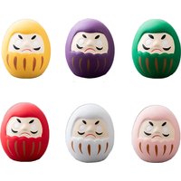 Pack of 6pcs Mini Japanese Daruma, Ceramic Fengshui Figurines, Lucky Charm, Zen Ornament, Home Tabletop Decoration