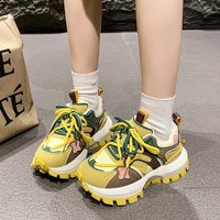 New Women's Color blocked Thick soled Sneakers Korean Edition Outdoor Running Shoes Exquisite Height Increasing Women's Shoes