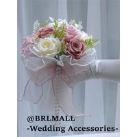 BRLMALL Real Images Boho Wedding Bouquet with Dried Flowers Bridesmaid Bouquet, Photo Prop Artificial Wedding Flowers
