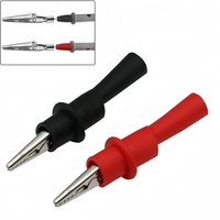 2pcs Crocodile Clip Test Clip Kit Red and Black Wire Head 10A 1000V Multimeter Tester Probe for AC/DC Power Measurement Tool
