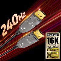 16K Fiber Optic DisplayPort Cable 2.1 16K@30Hz 8K@240Hz 2K@300Hz 52Gbps High Speed DP Cable for Gaming Monitor HDR G-Sync 1-30M