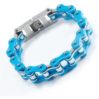 AliExpress Qiaonitu 16mm Punk Sky Blue Bicycle Bike Chain Bracelet Women Men Hiphop Black Red Green Stainless Steel Biker Motorcycle Bangle Jewelry