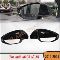 LHD Shiny Black Side Mirror Cover caps for Audi A8 D5 2018 2019 2020 2025 A6 C8 A7 4K 4KD857527 4KD857528 Auto Replace Housing