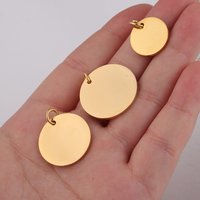 20pcs/lot 10/12/15/18/20/25mm Mirror Polished Stainless Steel Round Disc Charms DIY Blanks Tag With Hang Ring Wholesale