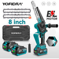 YOFIDRA Bürstenlose 8-Zoll-Elektrokettensäge, kabellose Holzbearbeitungs- und Gartensäge, Schneidwerkzeug für Makita 21V Akku
