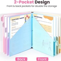8Pack Double Pocket Binders with Dividers Compatible for 3-Hole Punch Binders,Binder Refill Pages For Office,University Supplies