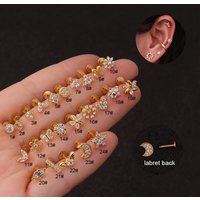 16G Stainless Steel Stud Earring, Cubic Zirconia Hypoallergenic Nose Lip Piercing Jewelry for Women Girls Wedding Anniversary