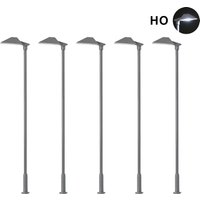 Evemodel 5pcs Model Railway HO Scale 1:87 Metal Lamp Street Light Bright LED Shade LD01HOWGr