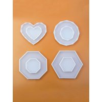 For Fun DIY Coaster Silicone Molds Heart Shaped Rhombus Cup Mat Crystal Epoxy Resin Molds Making Tray Decoration Ornaments