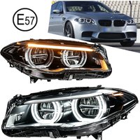 Podwójne reflektory LED Angel Eye z projektorem do BMW serii 5 F10 F18 2011-2017, czarna obudowa, LED DRL, sekwencyjne dynamiczne kierunkowskazy, Plug and Play, Canbus, wodoodporne, nieżółknące,
