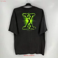 Vintage 1994 The X Files T Shirt L Black Green Glow Logo Fox TV Rare vintage Washed Slightly Top For Everyday Wear Stretched