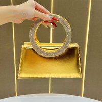 Bling Rhinestone Satin Handbags Women Elegant Boutique Round Crystal Handle Trapezoid Evening Clutch Purses Wedding Party