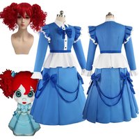 Red Wig Anime Poppy Cosplay Costume Scary Girl Lolita Maid Dress Halloween Carnival Play time Party For Disguise Stage Women