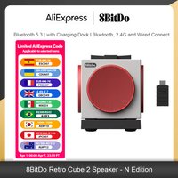 8BitDo Retro Cube 2 Wireless Bluetooth Speaker with Charging Dock True Stereo Sound for 8BitDo N Edition Keyboard and Mouse