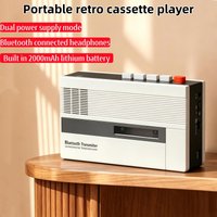 Portable Bluetooth Cassette Player with Built-in Speaker Headphone Jack, 2000mAh Rechargeable Retro Walkman Tape Recorder