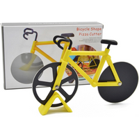 AliExpress NONE Bike Pizza Cutter Knives With Box Non-stick Two-wheel Bicycle Shape Pizza Cutting Knife Holder Stainless Steel Pizza Tools