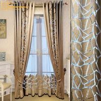 Europe American Luxury Geometric Curtains for Living Dining Room Bedroom Hollow Embroidery Duplex Building Window Curtain