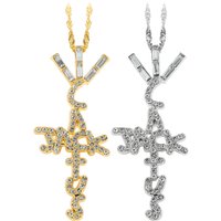 Goth Cactus Jack Pendant Necklace with Cubic Zircon Plated in Gold & Silver Colors Hip Hop Jewelry for Men And Women Kpop Style
