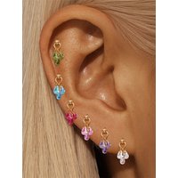 CANNER 925 Sterling Silver 1PC Green Pink Purple Colored Water Droplet Zircon Flat Back Stud Earring Women Ins Summer Jewelry