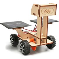 Solar Powered Lunar Rover Wooden DIY Model, 3D Hand-assembled Physics Craft, Tabletop Solar Tech Decor Ornament Household Collec