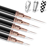 5Pcs Nail Art Liner Brushes Set Black Metal Handle Ultra Thin Striping Drawing Pens for UV Gel Painting French Line DIY Manicure