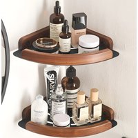Bathroom storage rack wall mounted, bathroom toilet bathroom storage solid wood non perforated triangular frame wall corner rack