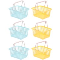 Mini Shopping Basket Small Plastic Basket Mini Storage Basket Grocery Tiny with Handles Organizer Filtered Water for Fruits 6pcs