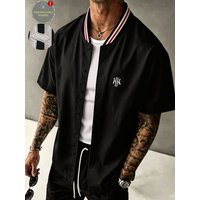 Men's short-sleeved shirt Muscle men's fitness shirt summer men's sports elastic breathable Slim show muscle short-sleeved shirt
