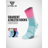 WRELS 1/2/3 Pairs Towel Bottom Cushioned Socks Breathable Running Compression Socks Men Women Moisture Anti-Slip Athletic Socks