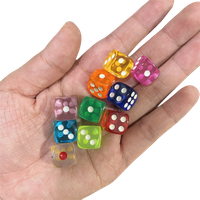 Mini 12mm Clear Transparent Dice Set - 16 Colors, Small Size for Board Games and RPG