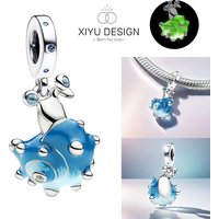 925 Sterling Silver Original Charm Bead Fit Bracelet Glowing Blue Snail Shell Universal Buckle Pendant Diy Fine Jewelry Gift