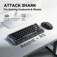 ATTACK SHARK R68HE 8K Gaming Magnetic Keyboard + R5 Ultra 8K Wireless Mouse Combo, RT, Carbon Fiber, Esports Keyboard Mouse Set