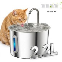 Stainless Steel Cat Water Fountain with 4 Filters, 2.2L/74oz Pet Automatic Water Fountain, Ultra Quiet Water Pump, Easy to Remov