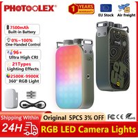 PHOTOOLEX 12W 2500-9900k RGB LED Camera Light With Magnetic Fill 21 Kinds of Light Effects 36000 Full Color For Creative Vlog
