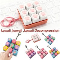 Keyboard Fidget Toys LED Crystal Keycap Keychain Stress Relief Fingertip Gadget Decompression Toys Clicker Fidget Toy Cat Paw