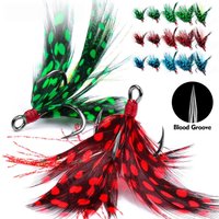 5Pcs Sharp Treble Hooks 2#-10# High Carbon Steel Hook Feather Jig Fishing Hook Barbed Fishing Hook for Carp Bass Pesca Fishing
